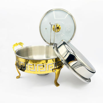 Small 24cm Buffet Serving Dishes with Lid, Stand & Burner-Stainless Steel